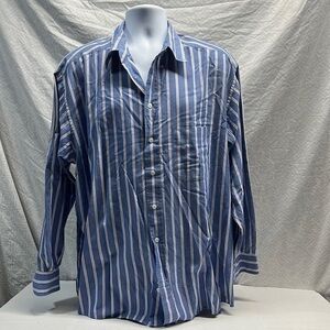Christopher Hayes blue and white striped casual button down shirt xxl